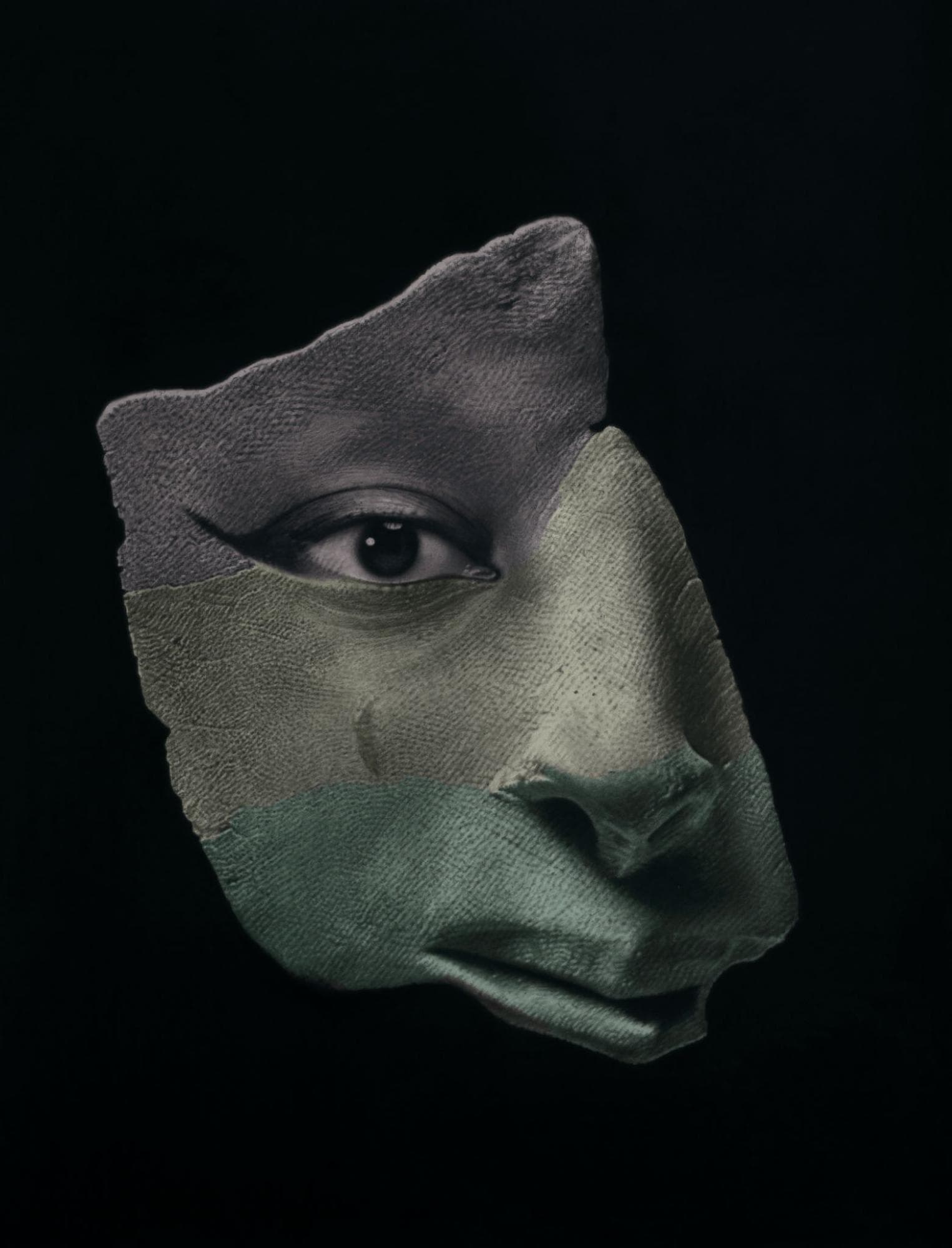 Charcoal and pastel portrait with facial markings