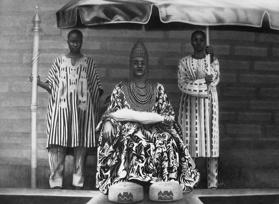 Charcoal portrait of a female king