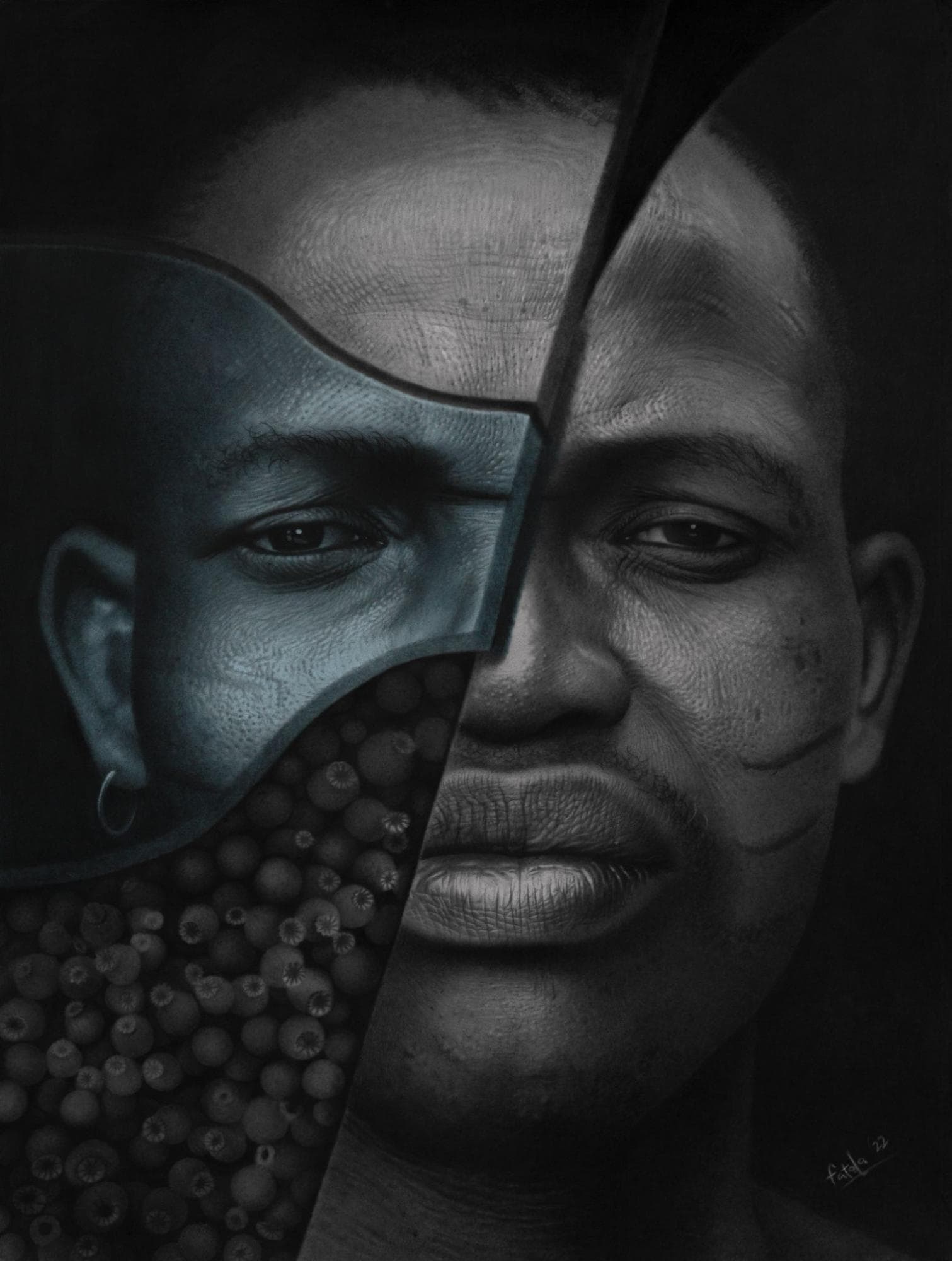 Charcoal and pastel portrait of a man